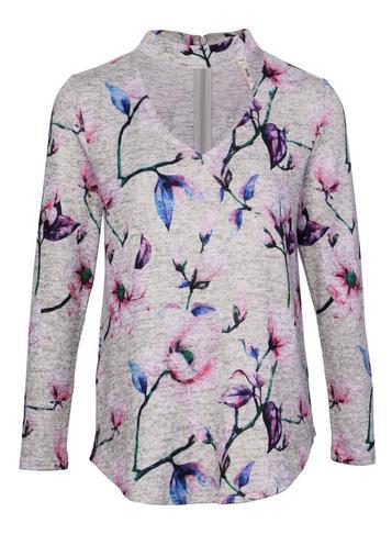 Dorothy Perkins *izabel London Grey Floral Choker Jumper