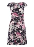 Dorothy Perkins *billie & Blossom Petite Navy Floral Pleat Neck Dress