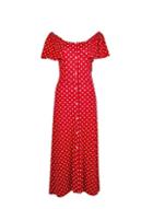 Dorothy Perkins *tall Red Spot Print Bardot Dress