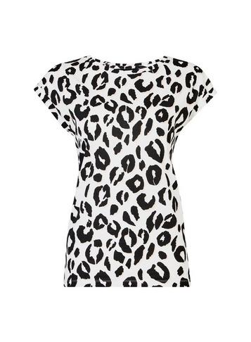 Dorothy Perkins White Leopard Print Roll Sleeve T-shirt