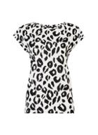 Dorothy Perkins White Leopard Print Roll Sleeve T-shirt