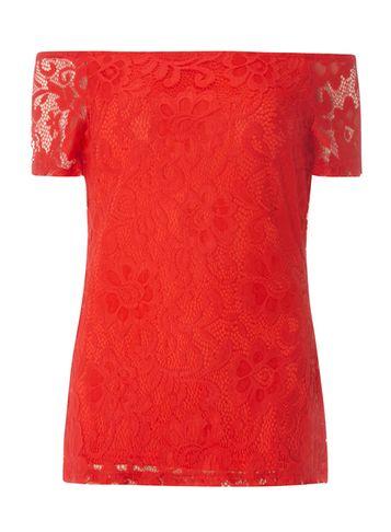 Dorothy Perkins *tall Red Lace Bardot Top