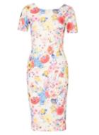 Dorothy Perkins *feverfish Pink Flower Print Bodycon Dress