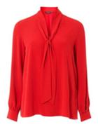 Dorothy Perkins Red Pussybow Long Sleeve Top