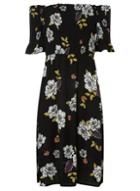 Dorothy Perkins Petite Black Bloom Bardot Skater Dress