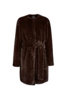 Dorothy Perkins Chocolate Belted Faux Fur Coat