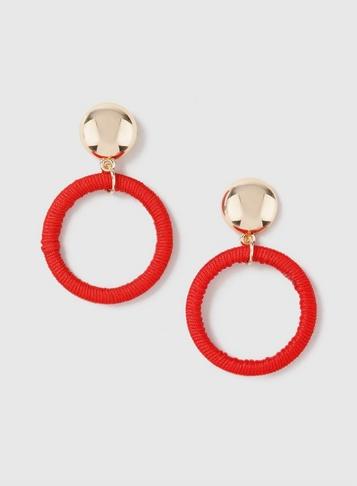Dorothy Perkins Red Fabric Wrap Hoop Drop Earrings