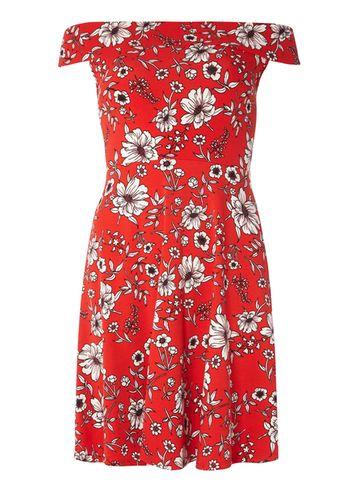 Dorothy Perkins Red Floral Bardot Dress