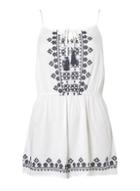 Dorothy Perkins *white And Navy Trim Playsuit