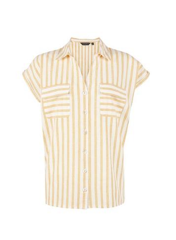 Dorothy Perkins Yellow Striped Short Shirt With Linen