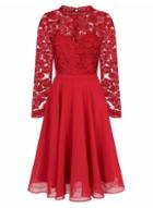 *chi Chi London Red Embroidered Midi Skater Dress