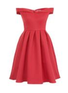 Dorothy Perkins *chi Chi London Red Fold Over Bardot Midi Dress