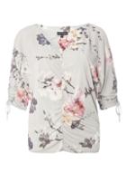Dorothy Perkins Grey Floral Print Cold Shoulder Top