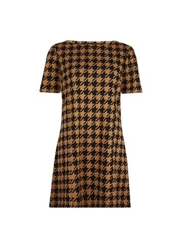 Dorothy Perkins Camel Dogtooth Print Tunic Top