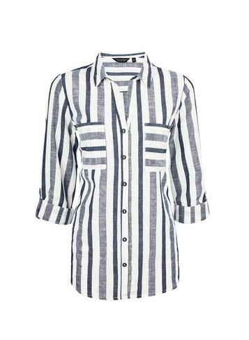 Dorothy Perkins Navy Stripe Print Open Collar Shirt