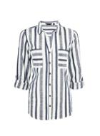 Dorothy Perkins Navy Stripe Print Open Collar Shirt