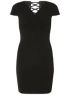 Dorothy Perkins Black Lace Up Back Bodycon Dress