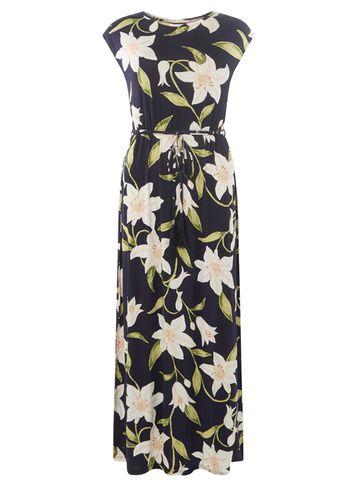 Dorothy Perkins Navy Lily Print Tassel Maxi Dress