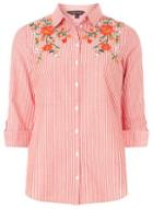 Dorothy Perkins Red And Striped Embroidered Shirt
