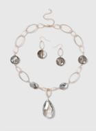Dorothy Perkins Rose Gold Facet Necklace Earring Set