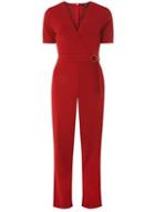 Dorothy Perkins Red D-ring Belted Wrap Jumpsuit