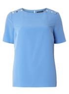 Dorothy Perkins Blue Button Shoulder T-shirt