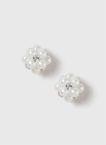Dorothy Perkins Silver Pearl Cluster Earrings