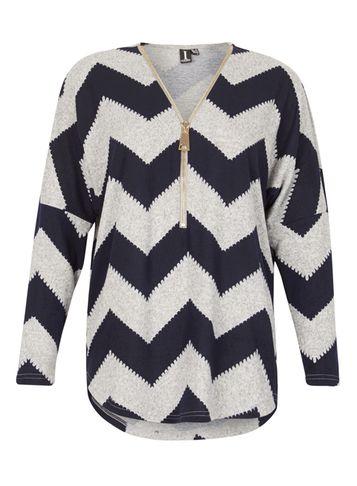 Dorothy Perkins *izabel London Navy Zig Zag Print Top