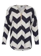 Dorothy Perkins *izabel London Navy Zig Zag Print Top