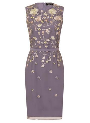 Dorothy Perkins *little Mistress Grey Embroidered Midi Bodycon Dress