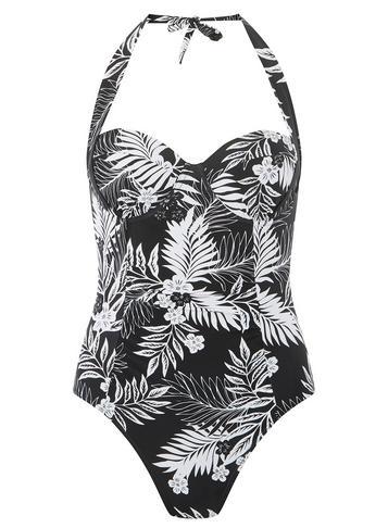 Dorothy Perkins *dp Beach Black Palm Print Swimsuit