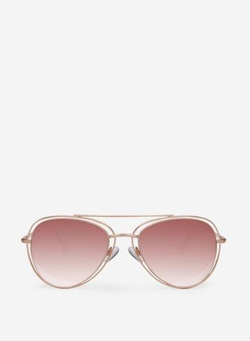 Dorothy Perkins Rose Gold Double Trim Aviator Sunglasses