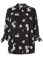 Dorothy Perkins Dp Curve Black Floral Print Tie Sleeve Shirt