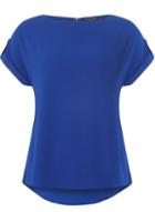 Dorothy Perkins Cobalt Button Sleeve T-shirt