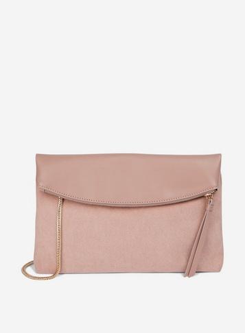 Dorothy Perkins Blush Foldover Clutch Bag