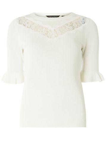 Dorothy Perkins Ivory Lace Insert T-shirt
