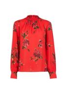 Dorothy Perkins Red Floral Print Shirred Neck Top