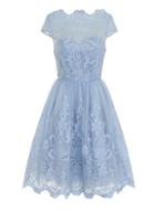 Dorothy Perkins *chi Chi London Petite Blue Embroidered Tea Dress
