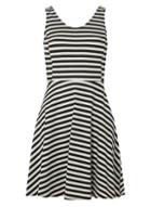 Dorothy Perkins Petite Black Striped Jersey Skater Dress