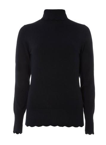 Dorothy Perkins Navy Scallop Edge Roll Neck Jumper