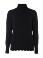 Dorothy Perkins Navy Scallop Edge Roll Neck Jumper
