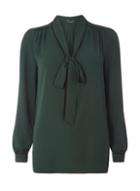 Dorothy Perkins *tall Green Pussybow Blouse