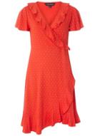 Dorothy Perkins Red Pin Spot Ruffle Wrap Dress