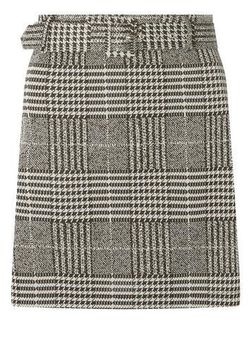Dorothy Perkins Grey Check Print Belted Mini Skirt