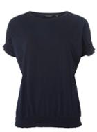 Dorothy Perkins Navy Ruched Cuff And Hem T-shirt