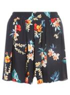 Dorothy Perkins Navy Tropical Shirred Shorts