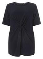 Dorothy Perkins *dp Curve Navy Ity Knot Front Top