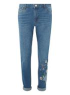 Dorothy Perkins Blue Midwash Floral Embroidered 'harper' Jeans