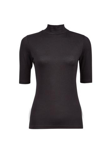 Dorothy Perkins Black Short Sleeve High Neck Top