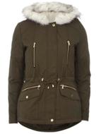 Dorothy Perkins Green Short Cotton Parka Jacket